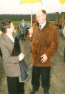 Houyet. Wanlin. Pose de la première pierre par M. le ministre Lebrun de la future régie autoroutière et atelier provincial.