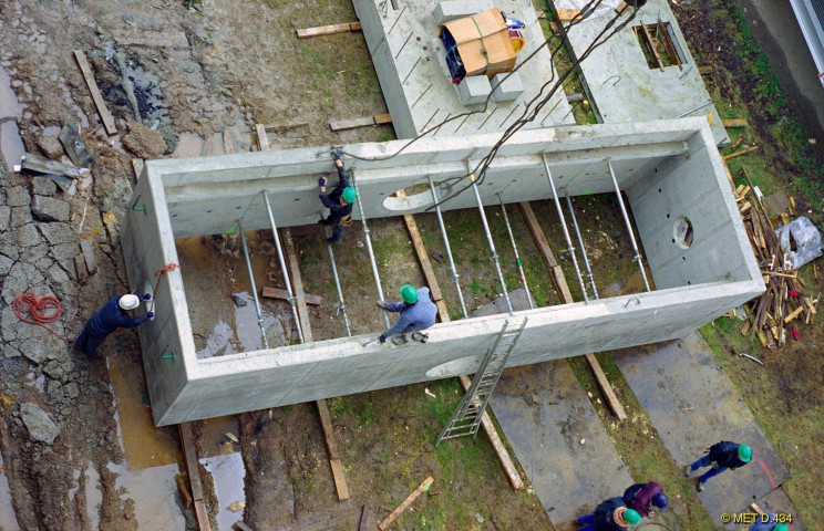 Braine-le-Comte. Ronquières. Evolution du chantier des ascenseurs panoramiques du plan incliné.