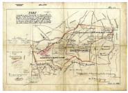 Plan annexé à une demande de réunion d'une partie de 20 Hectares de la concession du Grand Bordia à la concession de Masse et Diarbois à Ransart partie acquise par la dite Société de masse et Diarbois suivant acte de Maitre Buchet, notaire à Courcelles en date du 8 avril 1891.