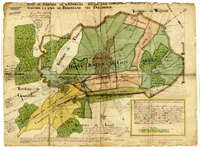 Plan du territoire de Gosselies relatif à la concession demandée par Madame la veuve de Bergerand...