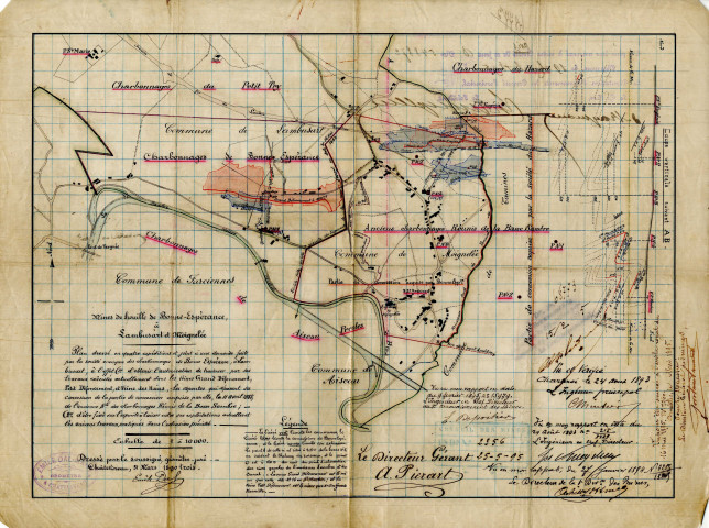 Plan des mines de houille de Bonne-Espérance à Lambusart et Moignelée.