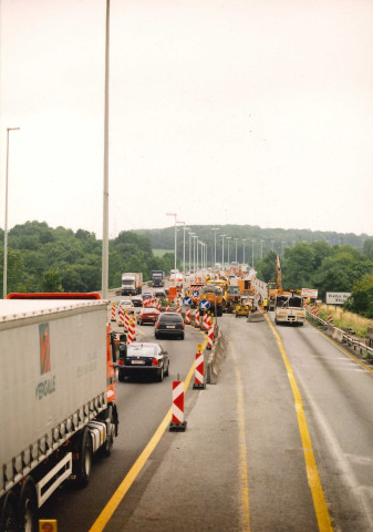 La Bruyère. Rhisnes. Evolution du chantier du viaduc.