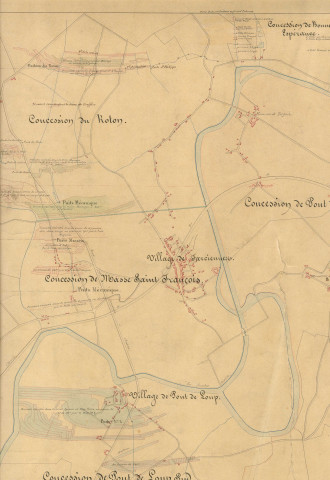 Plan de surface de la concession de "La Masse Saint-François" et du Roton.