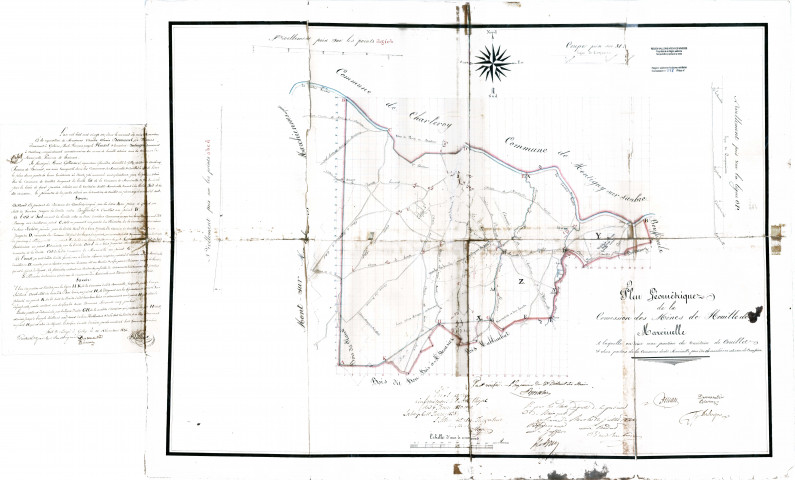 Plan géométrique de la Concession des Mines de Houille de Marcinelle A laquelle on joint une partion (sic) du territoire de Couillet et deux parties de la Commune dudit Marcinelle, pour être demandées en extension de Concession.