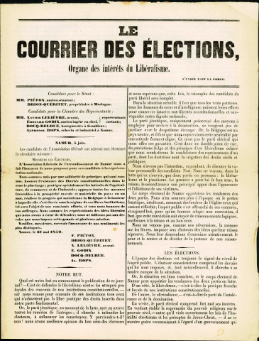 N°s des 5 et 7 juin 1859 du journal libéral Le Courrier des Élections