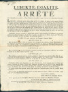 Arrêté de l'administration provisoire du pays de Namur sur l'obligation pour les municipalités de fournir un état des lieux des chevaux, des pailles existant sur leur territoire. Equité des charges pesant sur les communes et les citoyens. Signé N. Tassin président, Quevreux secrétaire-général.