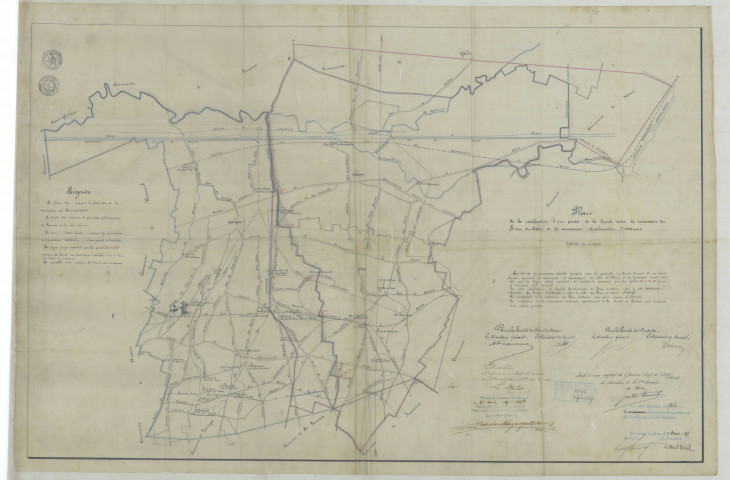 Plan de la rectification d'une partie de la limite entre la concession du Rieu du Coeur et la concession charbonnière d'Ostennes.