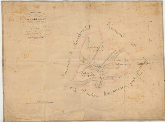 Tableau d'assemblage du plan cadastral parcellaire de Gelbressée (cadastre primitif).