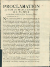 Proclamation de l'Assemblée générale des représentants provisoires du peuple souverain de Namur permettant aux habitants des campagnes, déjà très sollicités pour porter assistance à l'armée française, de faire pâturer leur bétail durant l'hiver dans les bois domaniaux en faisant la demande au Comité de bois. Signé J.D. Mathieu secrétaire