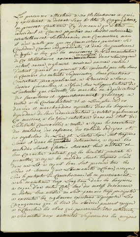 Complément d'instructions pour les administrations centrales de département sur l'exécution de la loi du 16 vendémiaire an 5 (7 octobre 1796) relative à l'administration des hospices civils, émanant du Ministère de l'intérieur. Copie conforme, signée Bénézech.