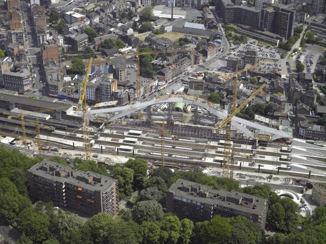 Liège. Evolution des travaux de la nouvelle gare de Liège-Guillemins.