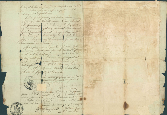 Copie de l'acte de mariage de Michel Mayence et de Hendele Cahen.