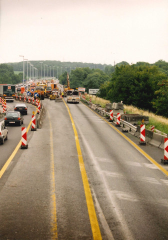 La Bruyère. Rhisnes. Evolution du chantier du viaduc.