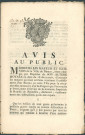 Avis au public du mayeur et des échevins de la Ville de Namur concernant la création à Namur d'un bureau pour réceptionner les monnaies d'or et d'argent. Signé S.J. Lafontaine.