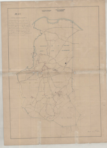 Plan de la concession accordée à G.A.R. Prince de Gavre, M. J. C. Moneldi Vve de De Batron, baron de la terre, M. A. Lancelot, P. F. Bodson, C. M. Balieux, F. Thomas, P. J. De Mathieu, J. J. Pouleur, P. J. Havis, J. J. Legond, P. J. Leclercq et son épouse, F. C. Jennart et T. Prumaux, sous les communes de Mont-sur-Marchienne, Marchienne-au-pont, Marcinelle et Montigny-le-Tilleul...