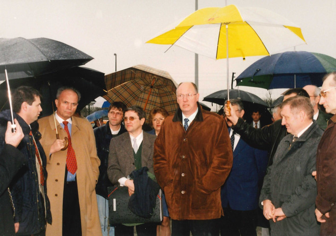 Houyet. Château de Vignée. Réception après la pose de la première pierre par M. le ministre Lebrun de la nouvelle régie et atelier provincial.