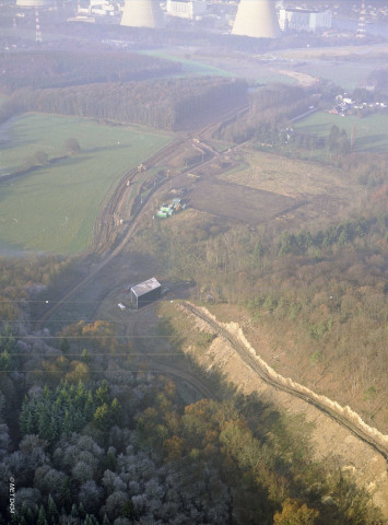 Huy. Chantier de la liaison Tihange-Tinlot.