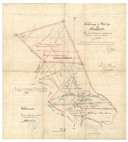 Charbonnage de Petit-Try à Lambusart. Plan joint à la demande d'extension de concession en date du 9 octobre 1901.