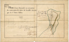 Plan d'une demande en extension de concession de mine de houille formée par le Sr Jules Lalieu.