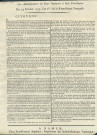 Annonce à la population des administrateurs du pays namurois concernant le serment à prêter par les fonctionnaires et les écclésiastiques en vertu du décret de la Convention nationale du 15 décembre 1792. Signé N. Tassin président, Bexon procureur-général-syndic, Quevreux secrétaire général.