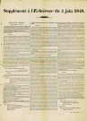 Supplément du journal L'Éclaireur du 4 juin 1848 reproduisant les faits principaux consignés au procès-verbal de l'assemblée générale de l'Association libérale de Namur du 1er juin 1848.