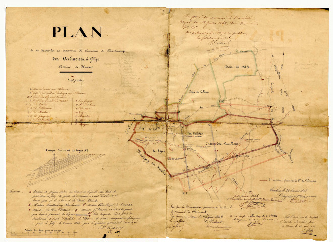 Plan de la demande en maintenue de Concession du Charbonnage des Ardinoises à Gilly.