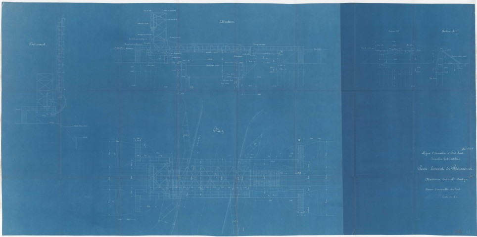 Pont bascule Rassona ou Rassova. Breveté Strauss Trunnion bascule. Vue d'ensemble du pont.
