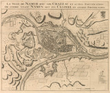 La Ville de Namur avec son Chateau et autres Fortifications.
De sterke Stadt Namen met syn Casteel en andere Fortificatien.
F. de Wit Excudit Amstelodami. Cum privilegio. Anno 1695. I. Ottens Fecit.