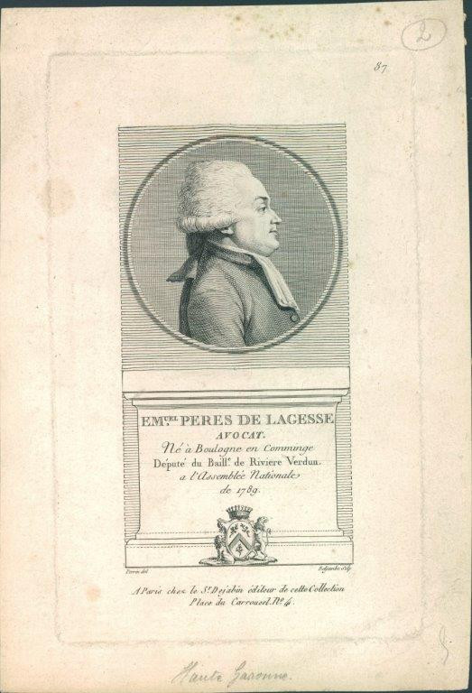 Emmanuel Pérès de La Gesse, député de Rivière-Verdun à l’Assemblée nationale de 1789 (SPW-Archives régionales de Wallonie, Fonds F. Lempereur).