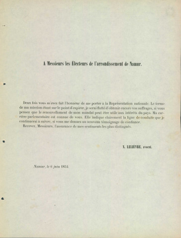 Tract électoral de Xavier Lelièvre.