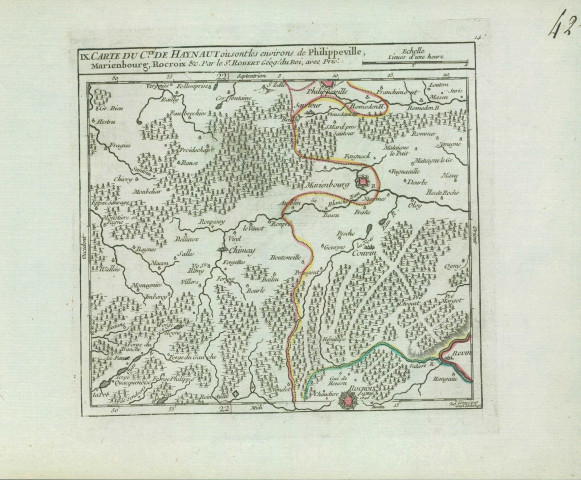 "IX. Carte du Cté. de Haynaut où sont les environs de Philippeville, Marienbourg, Rocroix