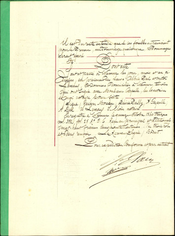 Location de la ferme de la Pierre du Diable par Monsieur Alexandre Capelle. Extrait destiné à la Société archéologique de Namur. Étude de Maître J. Éloin, notaire à Namur, rue du Président 16.