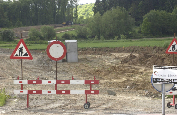 Huy. Tihange. RN 684. Liaison Tihange-Strée. Travaux préparatoires. Terrassements.