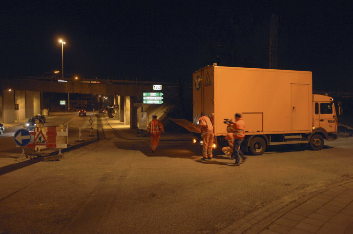 Liège. Angleur. Fermeture de la liaison E25-E40 par sécurité. Abattage d'arbres.