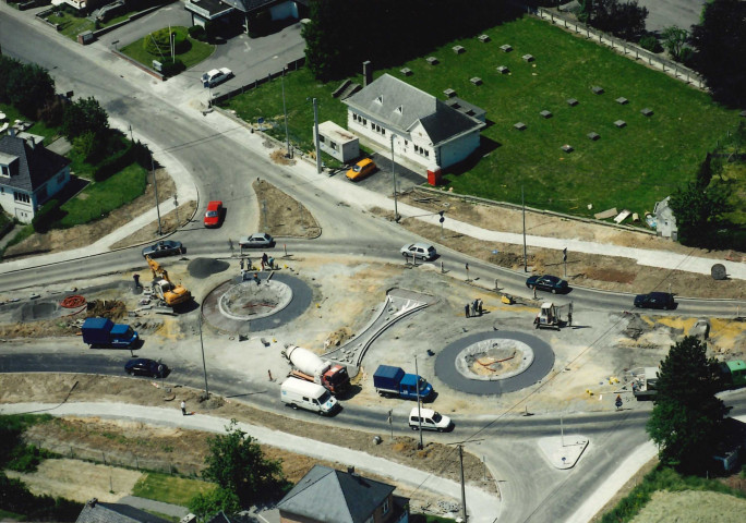 Namur. Bouge. RN 80. Double giratoire en construction dit "du Grand Feu".