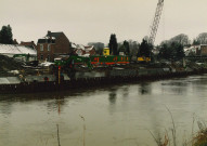 Merbes-le-Château. Evolution du chantier au-dessus de la Haute-Sambre.