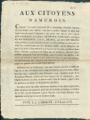 Invitation aux citoyens namurois de moins de 21 ans à participer à l'élection de ses représentants provisoires qui aura lieu à la cathédrale Saint-Aubain le 5 décembre 1792