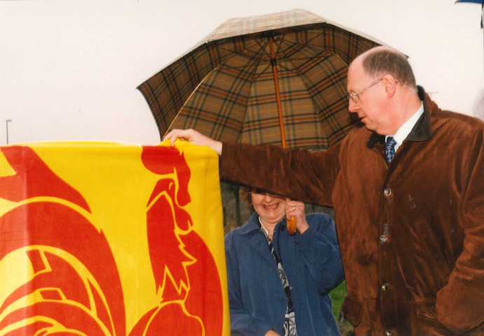 Houyet. Château de Vignée. Réception après la pose de la première pierre par M. le ministre Lebrun de la nouvelle régie et atelier provincial.