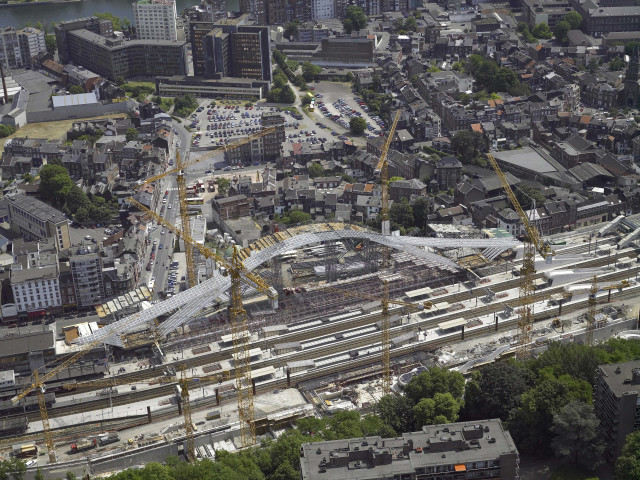Liège. Evolution des travaux de la nouvelle gare de Liège-Guillemins.