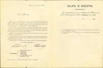 Bulletin de souscription en vue du banquet qui sera offert, le 21 mai suivant, à l'occasion de la réédification du jubé de la collégiale de Walcourt.