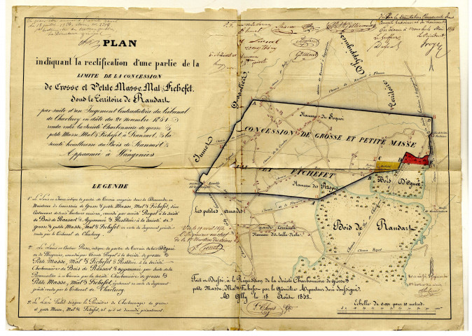 Plan indiquant la rectification d'une partie de la limite de la concession de Crosse et Petite Masse, Mal