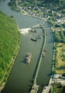 Hastière. Waulsort. Evolution des travaux du nouveau barrage-écluse.