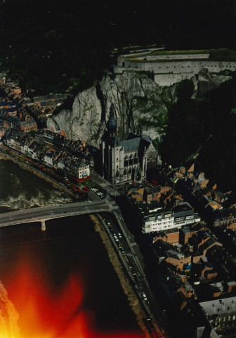 Dinant. Collégiale, château-fort et pont-route "Charles de Gaulle".