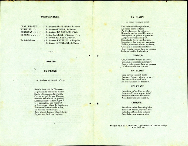 Witikind, plaidoyer historique composé, le 19 août 1840, par les rhétoriciens du Collège Notre-Dame de la Paix à Namur (s.l.n.d., 4 pp.).