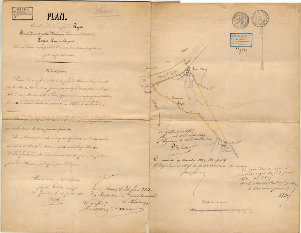 Plan d'une demande en concession de Pyrite Plomb, Zinc et autres Minéraux, Gissant sous le territoire de LLoyers, Live (sic) et Erpent...