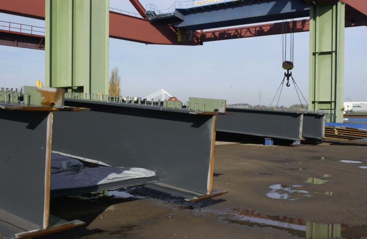 Saint-Ghislain. Hautrage et Villerot. Canal Nimy-Blaton. Construction du nouveau pont-route.