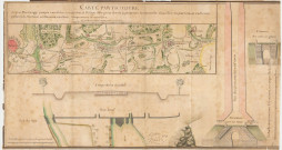 "Carte particulière. depuis Maubeuge jusqu'a coursolre conduisant à Philipe-Ville pour servir a projetter la nouvelle chaussée en pierrotis et cailloutis, passant à la Machine, cerfontaine, couleret, fauquemont, et coursolre."