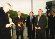 Le Roeulx. Ascenseurs de Strépy-Thieu. Première translation verticale d'un bateau de 1350 tonnes, en présence de M. le ministre Daerden.