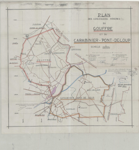 Plan des concessions minières du Gouffre et du Carabinier-Pont-de-Loup