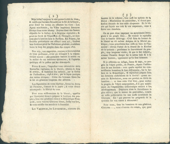 Discours de l'adjudant général Dauvers à la Société des Belges patriotes à Namur, le jour de son inauguration, le 24 novembre 1792